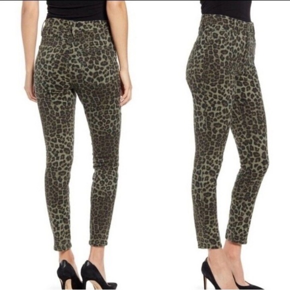 NWT Good American Good Waist Crop Jeans Green Olive Leopard Animal Sz 14 32 - Picture 3 of 13